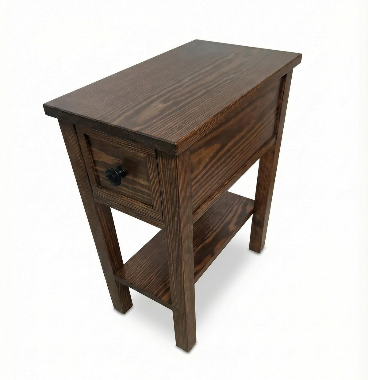 Narrow End Table with Shelf and Drawer