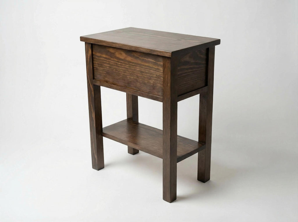 Narrow End Table with Shelf and Drawer