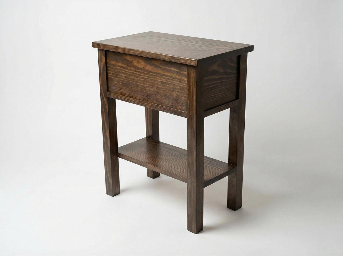 Narrow End Table with Shelf and Drawer