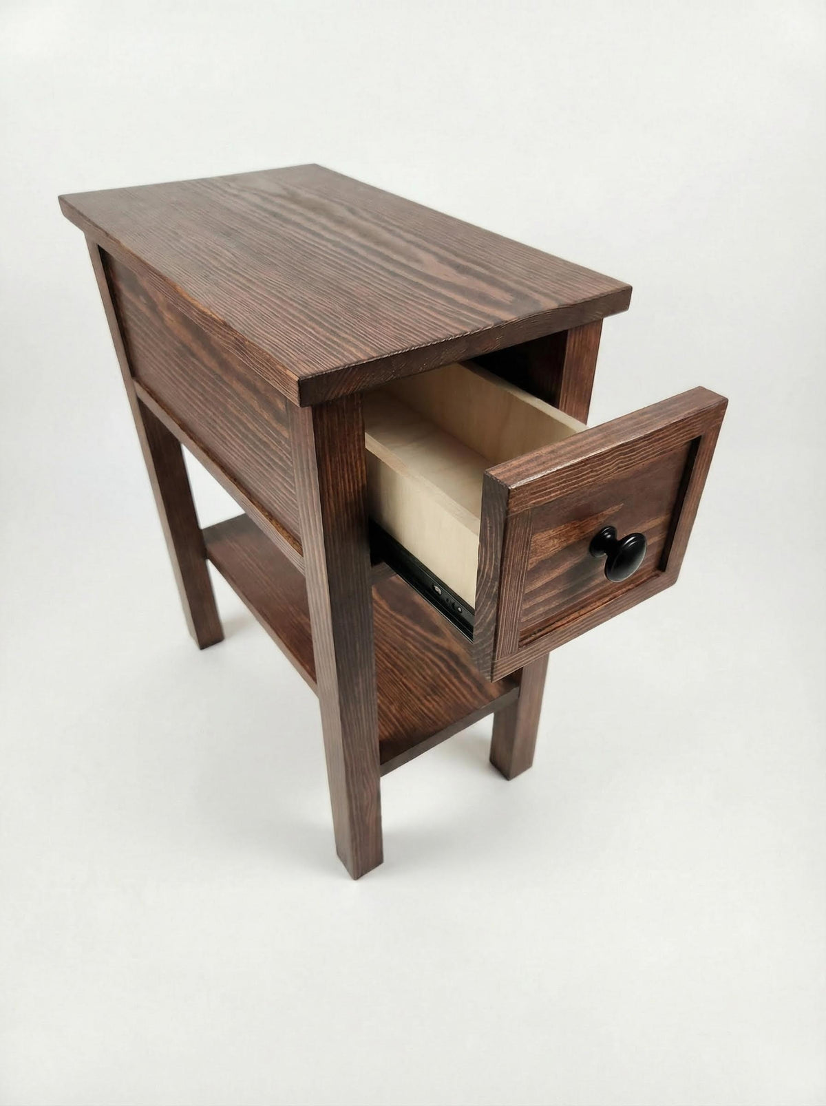 Narrow End Table with Shelf and Drawer