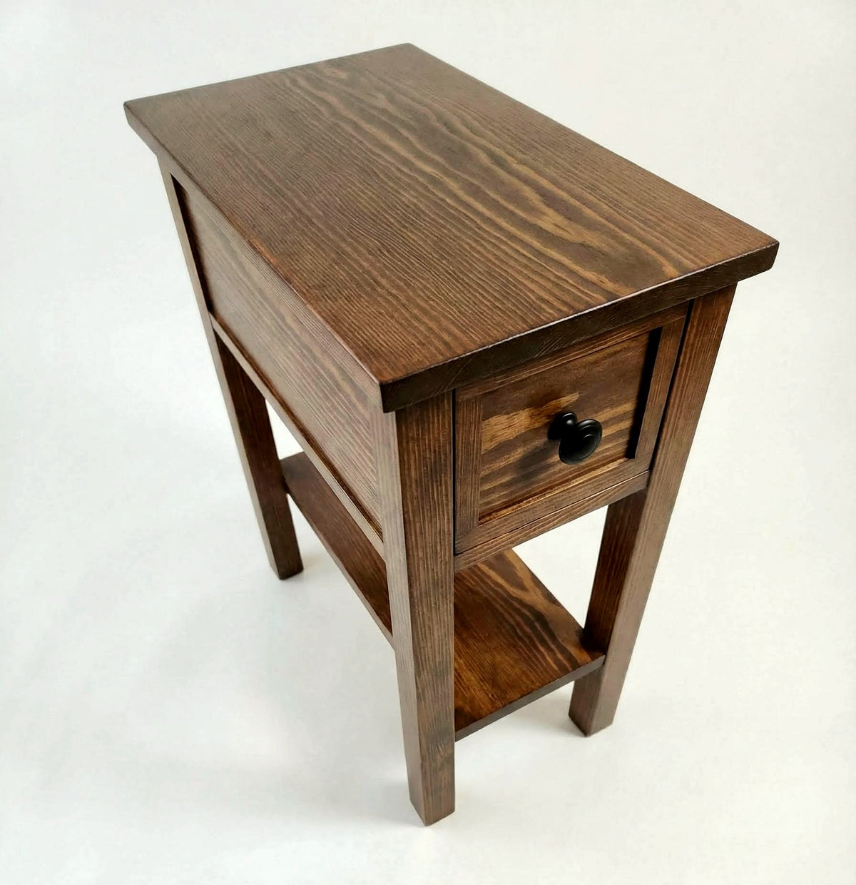 Narrow End Table with Shelf and Drawer