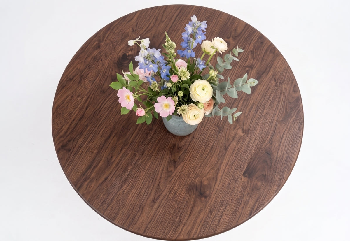 Modern Round Walnut Coffee Table