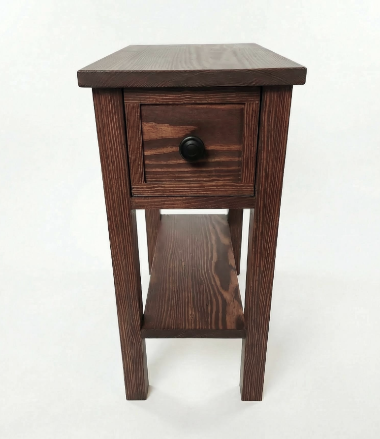 Narrow End Table with Shelf and Drawer