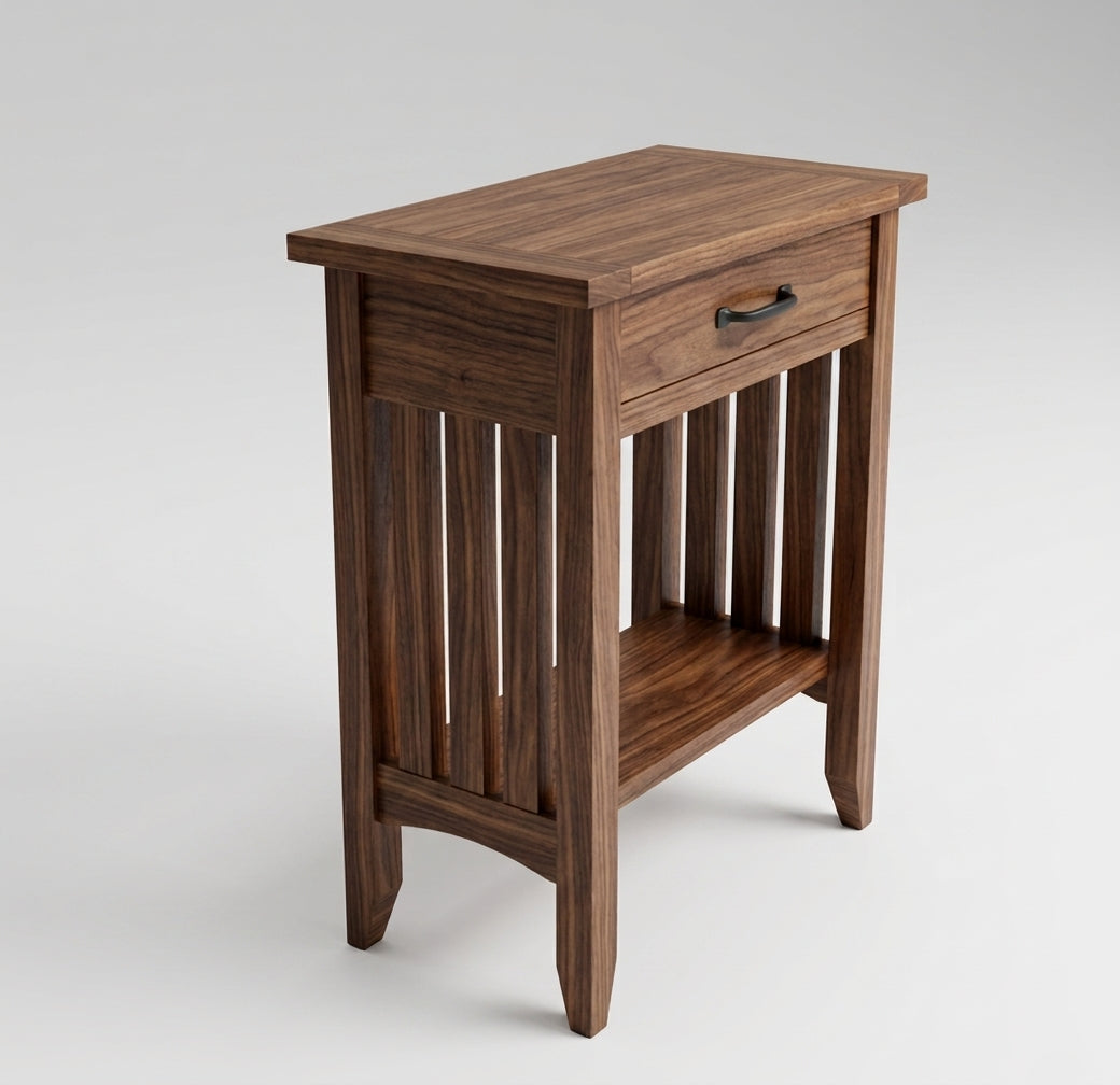 Mission Narrow Walnut End Table