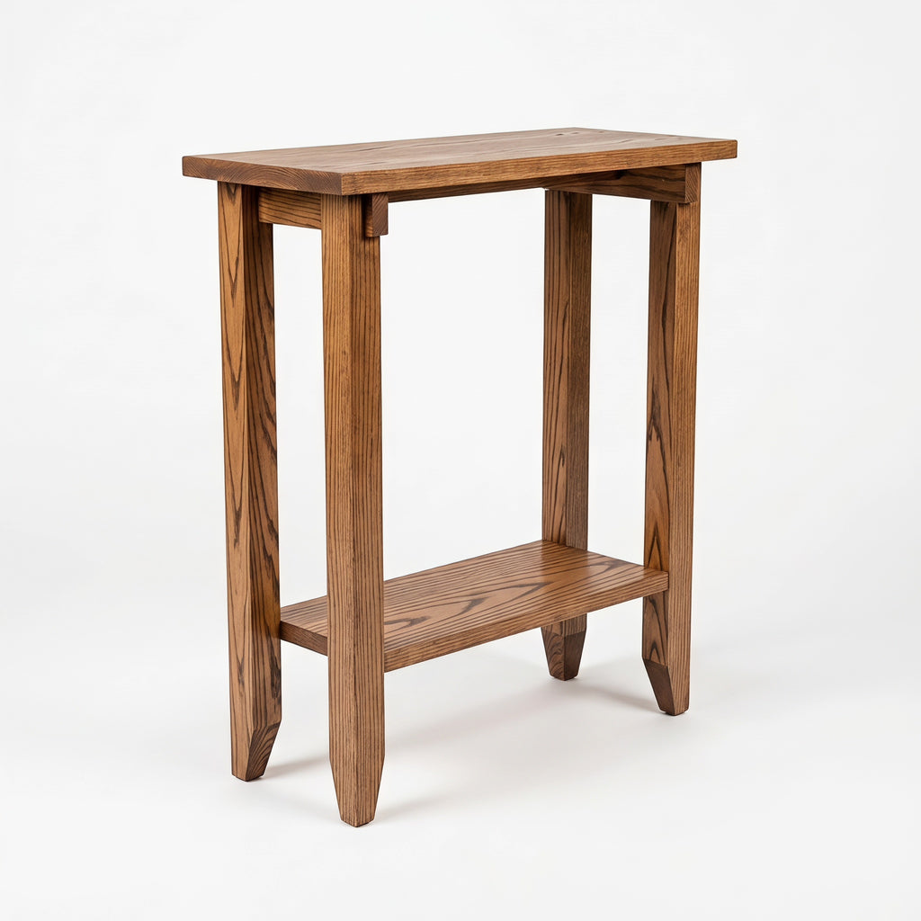 Oak Narrow End Table with Shelf