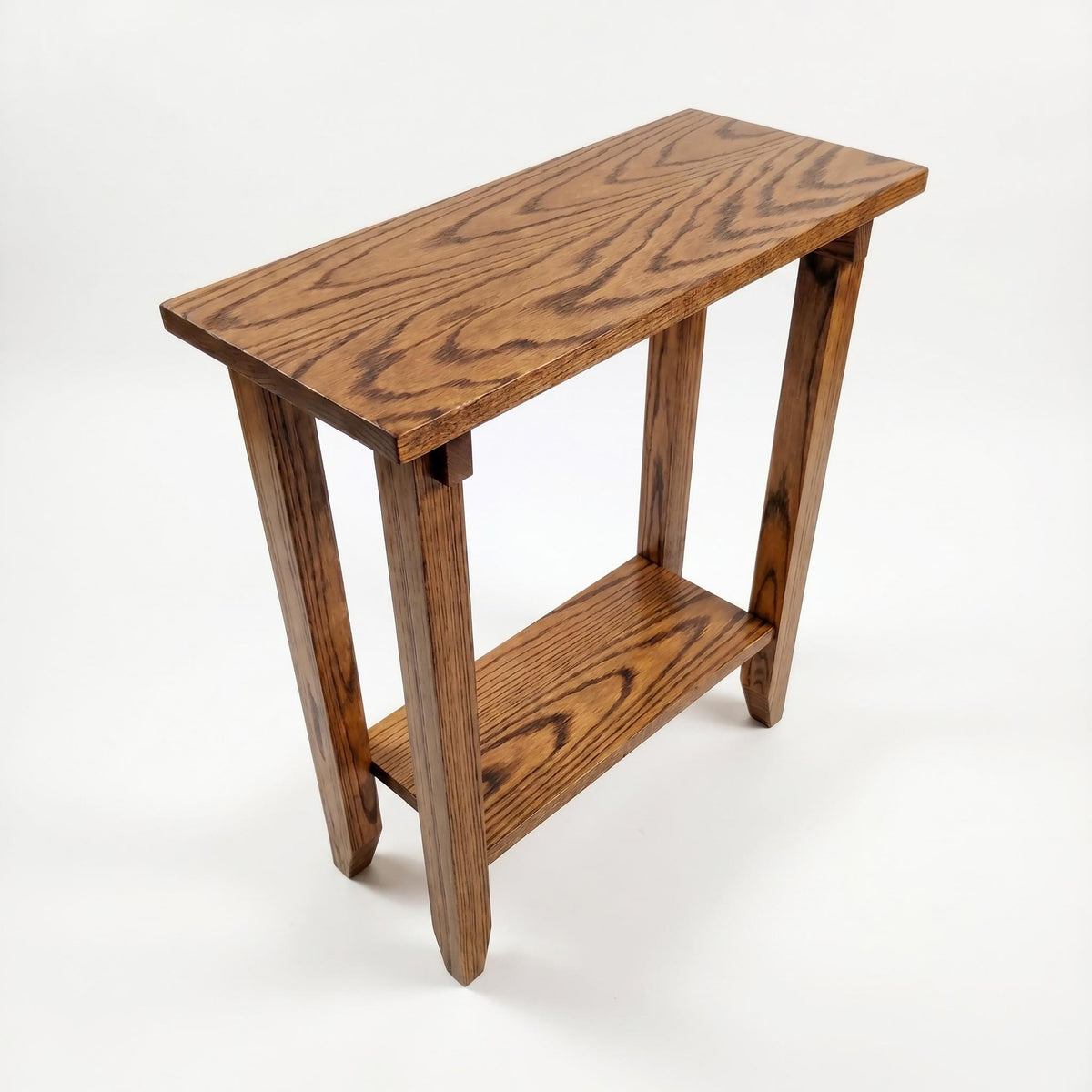 Oak Narrow End Table with Shelf