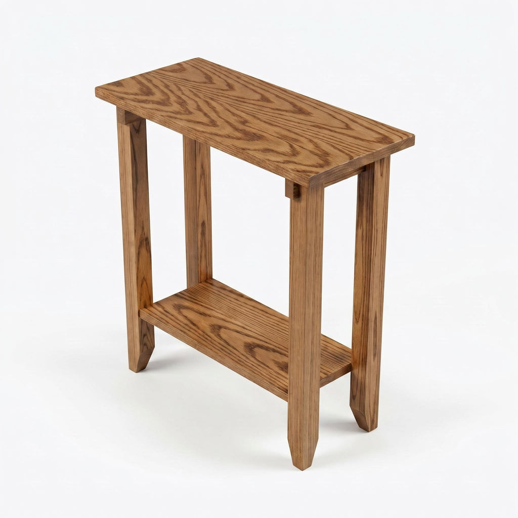 Oak Narrow End Table with Shelf
