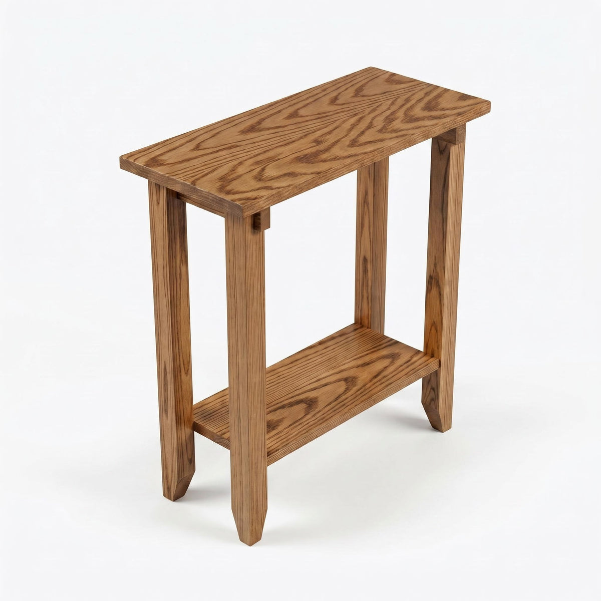 Oak Narrow End Table with Shelf