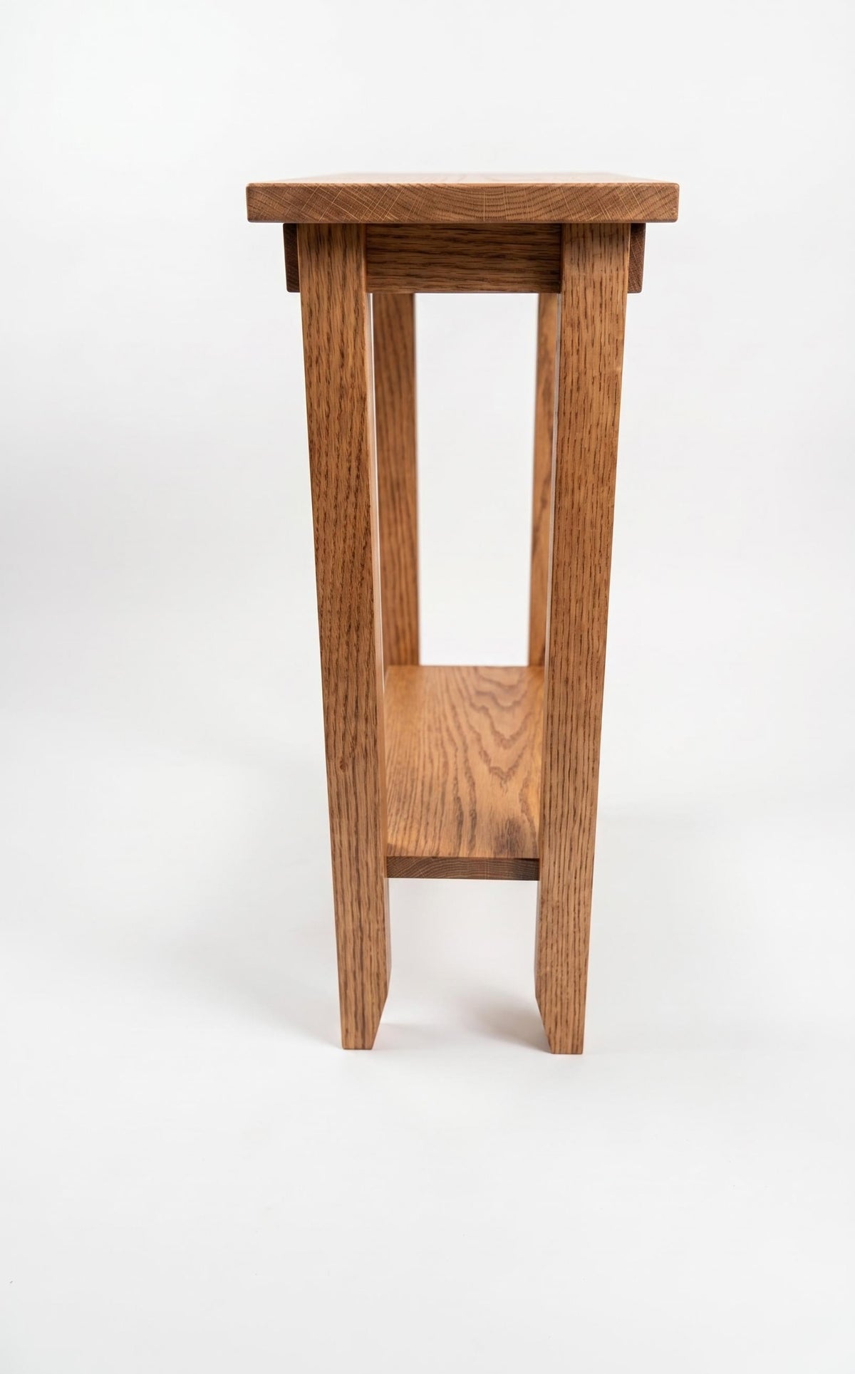 Oak Narrow End Table with Shelf