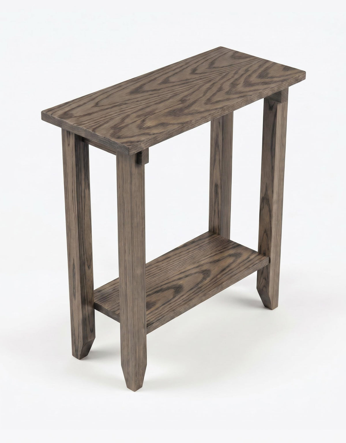 Oak Narrow End Table with Shelf