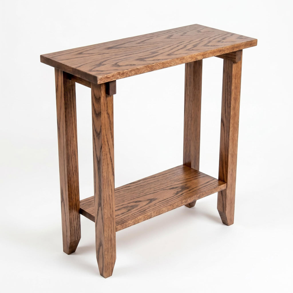 Oak Narrow End Table with Shelf