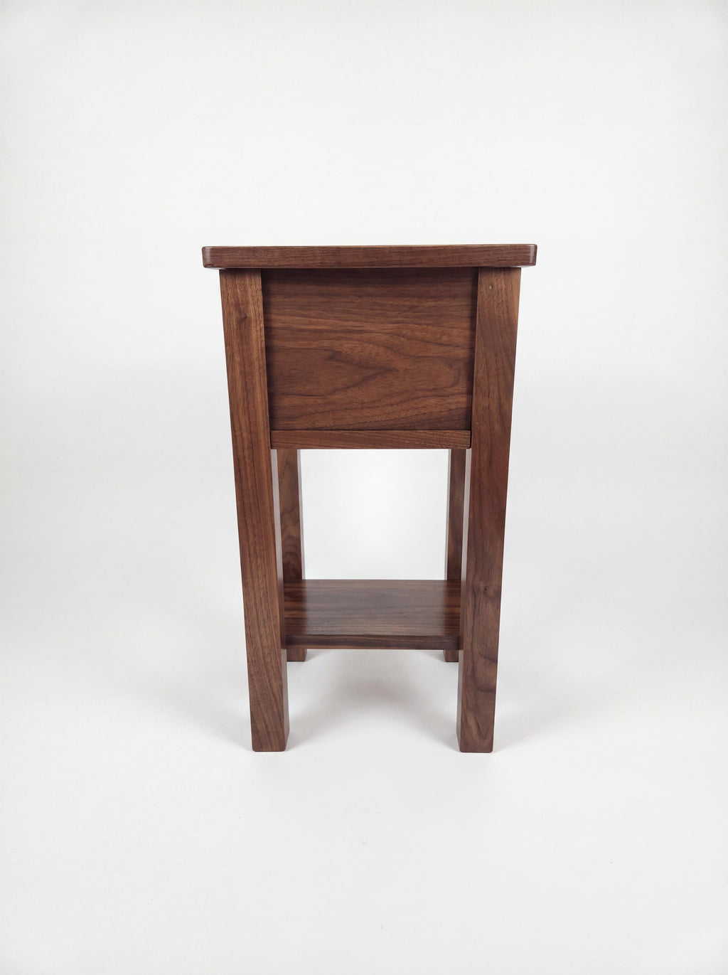 Small Walnut Narrow End Table with Drawer and Shelf