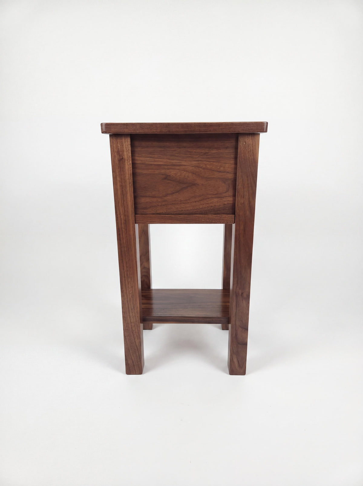 Small Walnut Narrow End Table with Drawer and Shelf