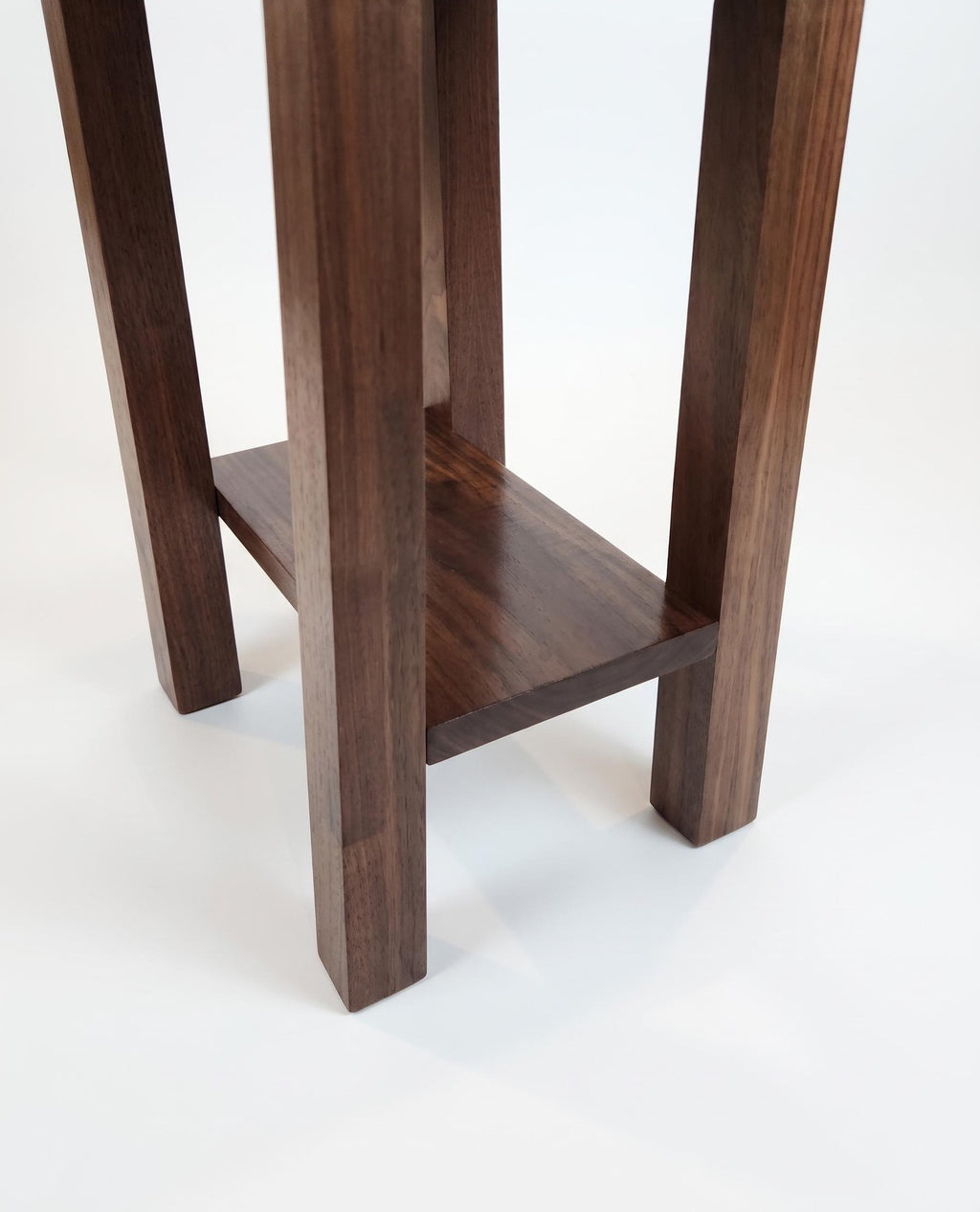 Small Walnut Narrow End Table with Drawer and Shelf